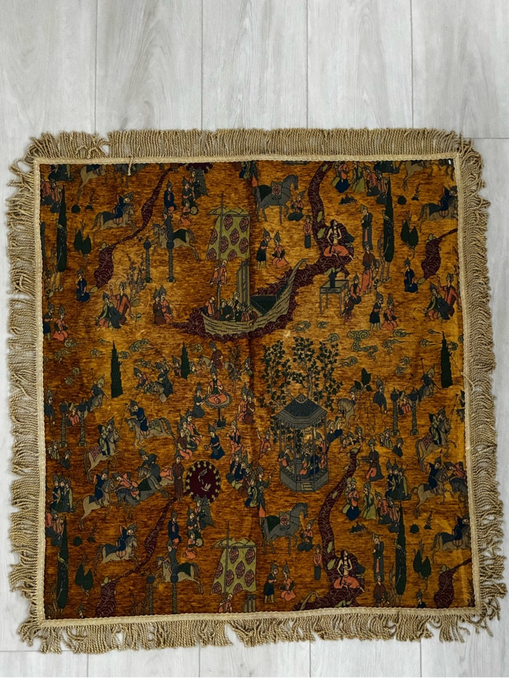 Turkish Decorative Mustard Gold Rug or Wall Hanging